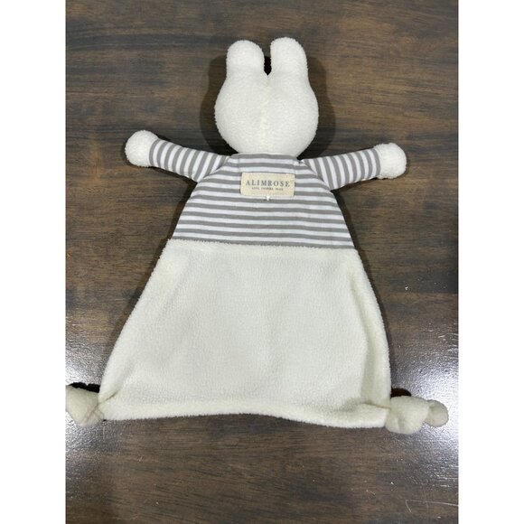Alimrose Australia Bunny Rabbit Lovey Security Blanket Cream Gray and White Stri - Picture 2 of 3